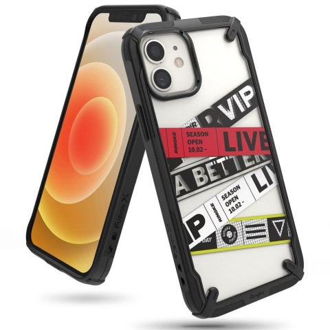 Etui pancerny pokrowiec z ramką iPhone 12 mini Fusion X Design Ticket band czarny Etui pancerny pokrowiec z ramką iPhone 12 mini Fusion X Design Ticket band czarny