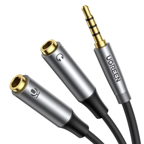 Rozdzielacz kabla AUX 3.5 mm męski do słuchawek i mikrofonu żeński 20cm czarny Rozdzielacz kabla AUX 3.5 mm męski do słuchawek i mikrofonu żeński 20cm czarny