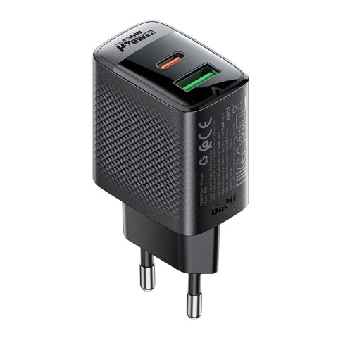 Ładowarka sieciowa A98 sieciowa GaN USB-A USB-C PD 30W - czarna
