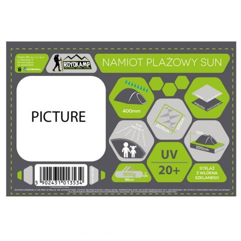 Namiot plażowy Sun 200x100x105 Royokamp 1013534 N/A Namiot plażowy Sun 200x100x105 Royokamp 1013534 N/A