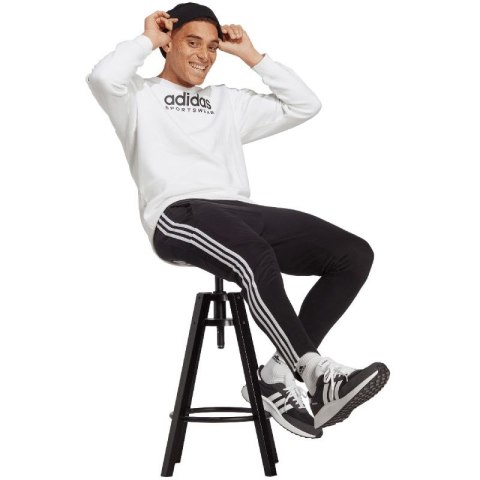 Spodnie adidas Essentials Single Jersey Tapered Open Hem 3-Stripes M IC0044 S