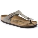 Japonki damskie szare-beżowe Birkenstock Gizeh Birko-Flor Nubuck Stone regular szerokie (43391) 41.0