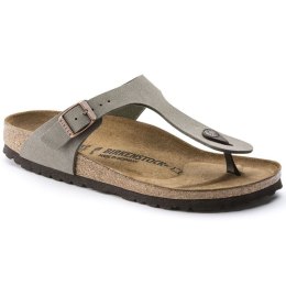 Japonki damskie szare-beżowe Birkenstock Gizeh Birko-Flor Nubuck Stone regular szerokie (43391) 41.0