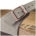 Japonki damskie szare-beżowe Birkenstock Gizeh Birko-Flor Nubuck Stone regular szerokie (43391) 41.0