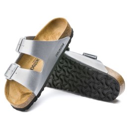 Klapki damskie Birkenstock srebrne Arizona Birko-Flor Silver regular szerokie (1012282) 40.0