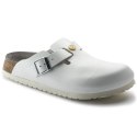 Chodaki damskie Birkenstock Boston ESD White skóra naturalna klapki medyczne narrow wąskie (0061378) 36.0
