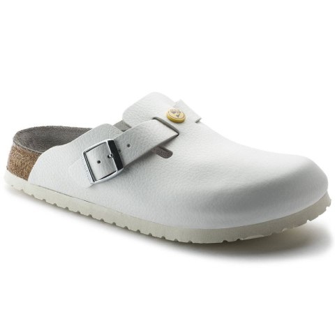 Chodaki damskie Birkenstock Boston ESD White skóra naturalna klapki medyczne narrow wąskie (0061378) 36.0