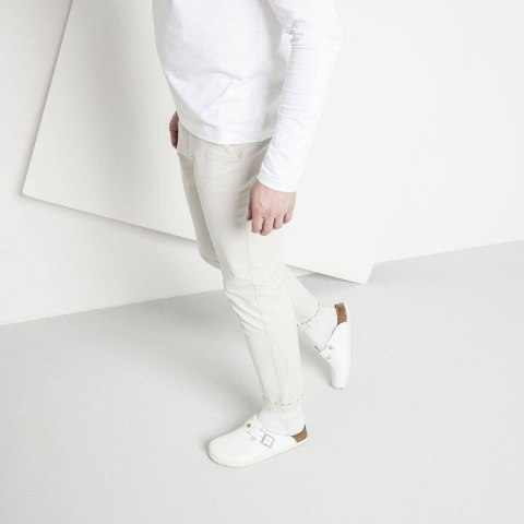 Chodaki damskie Birkenstock Boston ESD White skóra naturalna klapki medyczne narrow wąskie (0061378) 36.0 Chodaki damskie Birkenstock Boston ESD White skóra naturalna klapki medyczne narrow wąskie (0061378) 36.0