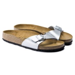 Klapki damskie Birkenstock Madrid Birko-Flor Silver srebrne regular szerokie (0040411) 35.0