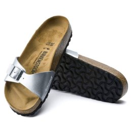 Klapki damskie Birkenstock Madrid Birko-Flor Silver srebrne regular szerokie (0040411) 38.0