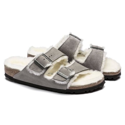 Klapki damskie/męskie ocieplane Birkenstock Arizona Shearling Stone Coin zamsz z wełną owczą narrow wąskie (1017403) 44.0 Klapki damskie/męskie ocieplane Birkenstock Arizona Shearling Stone Coin zamsz z wełną owczą narrow wąskie (1017403) 44.0