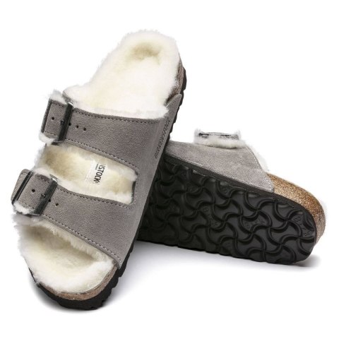 Klapki damskie/męskie ocieplane Birkenstock Arizona Shearling Stone Coin zamsz z wełną owczą narrow wąskie (1017403) 45.0 Klapki damskie/męskie ocieplane Birkenstock Arizona Shearling Stone Coin zamsz z wełną owczą narrow wąskie (1017403) 45.0