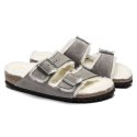 Klapki damskie/męskie ocieplane Birkenstock Arizona Shearling Stone Coin zamsz z wełną owczą narrow wąskie (1017403) 46.0