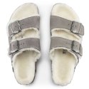 Klapki damskie/męskie ocieplane Birkenstock Arizona Shearling Stone Coin zamsz z wełną owczą narrow wąskie (1017403) 46.0