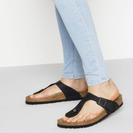 Japonki damskie/męskie Birkenstock Gizeh NU Oiled Black Regular olejowana skóra na szeroką stopę (0845251) 35.0