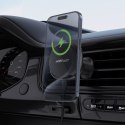 Uchwyt magnetyczny do telefonu z ładowarką bezprzewodową na kratkę nawiewu - czarny