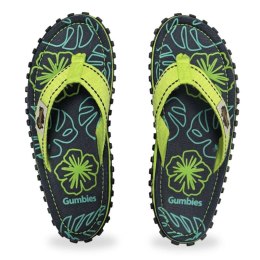 Japonki Gumbies Islander Flip-Flops Lime Hibiscus GU-FFISL148 46