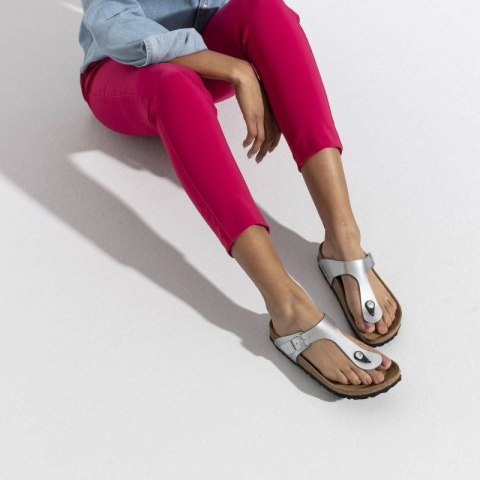 Japonki damskie Birkenstock Gizeh Birko-Flor srebrne regular szerokie (0043851) 40.0 Japonki damskie Birkenstock Gizeh Birko-Flor srebrne regular szerokie (0043851) 40.0